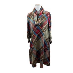 Ladies Robert‎ Louis Brand Plaid Shift Dress with Removable Collar Size Medium